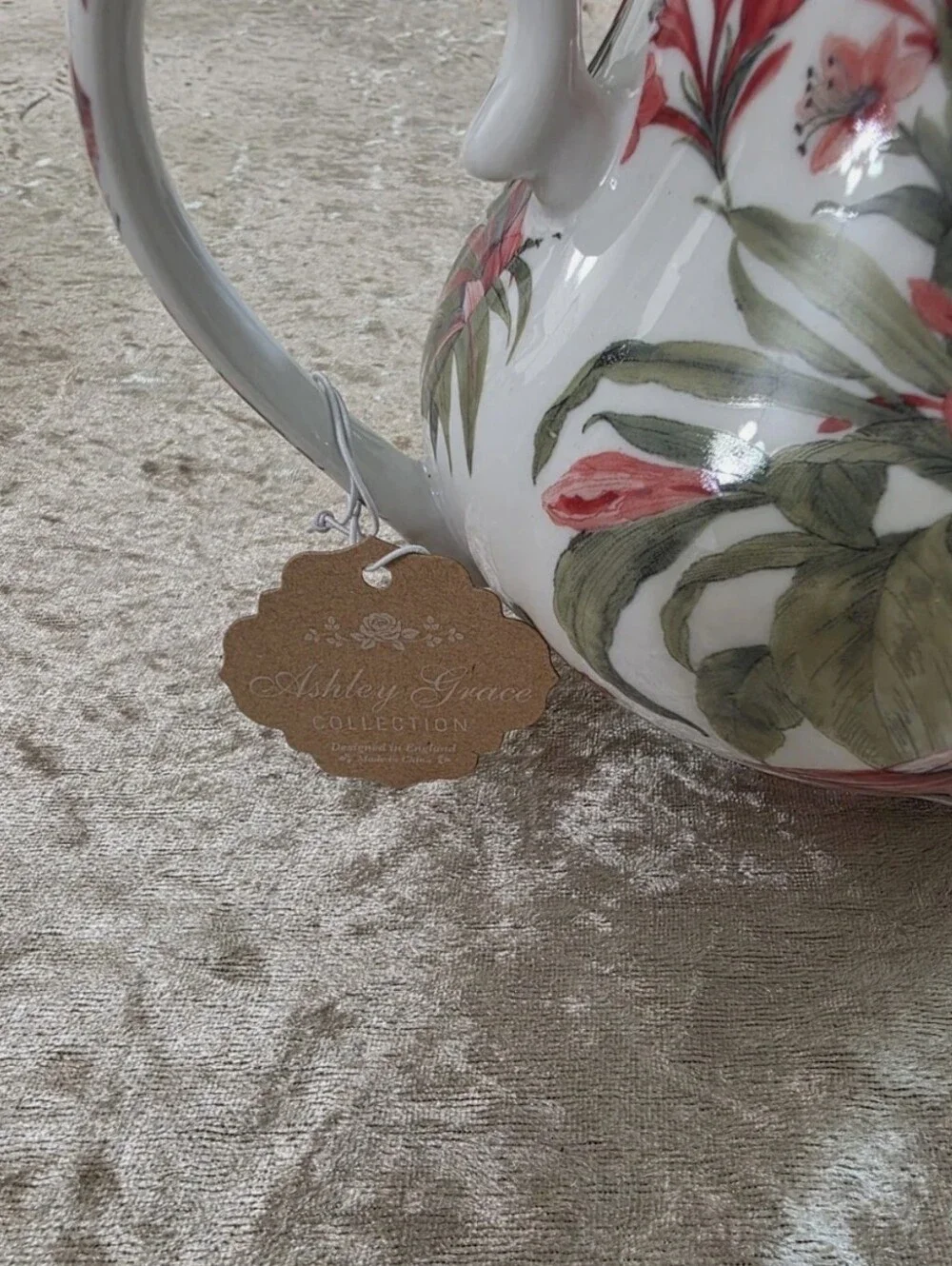 Kent Pottery Flamingo Floral Porcelain Teapot Floral Decorative Shabby Chic NEW